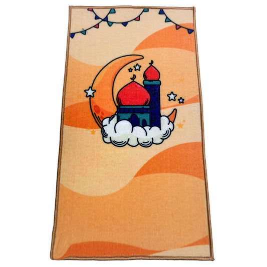 Sajalo New  Arrival Prayer Mat for kids in Marmalade color with back black felt  with non woven quality  in 52 X 92 cm ( 20 X 36 inches )