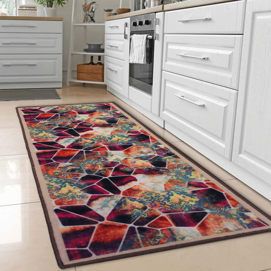 Classic Floral Red ECO Runner Black Felt 60x180cm(2x6 feet)(24x72 inches)