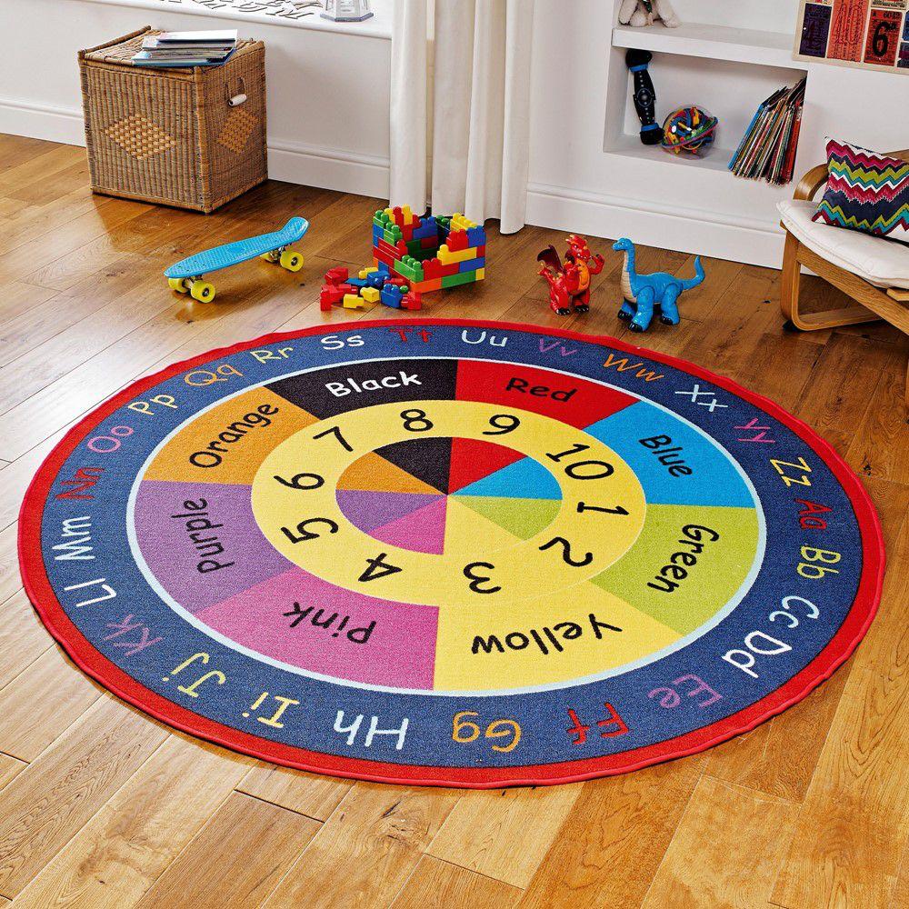 Sajalo New Alphabetical Round Rug 90 x 90 cm (3 x 3 feet)