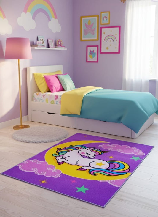 Unicorn Purple Themed Kids Rug