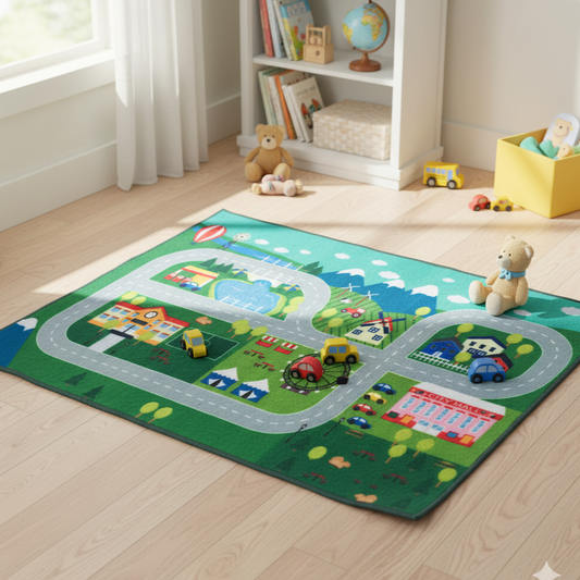 Sajalo Town Map Kids Rug 100x135cm (3 x 4.5 feet)