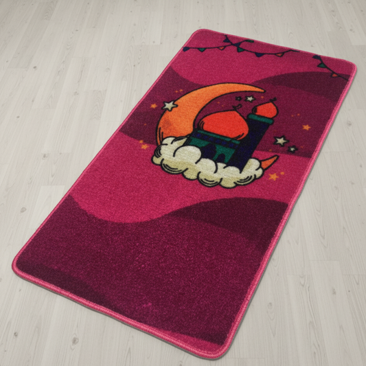 Sajalo New Arrival Prayer Mat for Kids in Berry color  with Back blue felt in   50x85cm (19.6x33.4 inches)