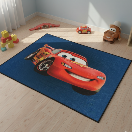 Sajalo Blue Smiling Car Kids Rug 100 x 135 cm (3 x 4.5 feet)