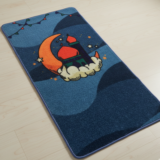 Sajalo New Arrival Prayer Mat for kids in Aegean color with back blue felt in 50x85cm (19.6x33.4 inches)