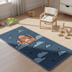 Sajalo New Arrival Prayer Mat for kids with back blue felt in  50x85cm (19.6x33.4 inches)