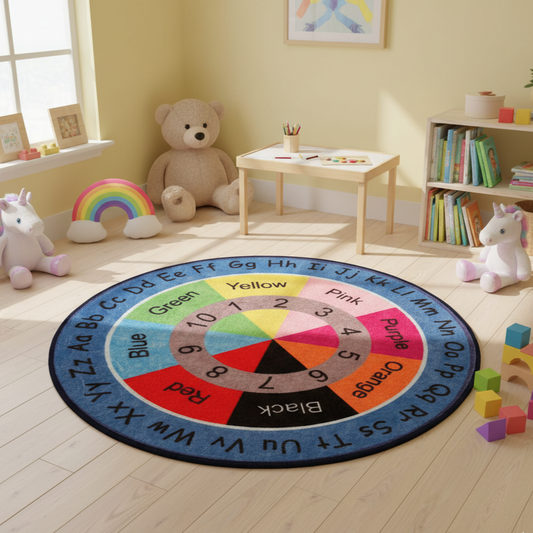 Sajalo New Alphabetical  Round Rug  90 x 90 cm (3 x 3 feet)