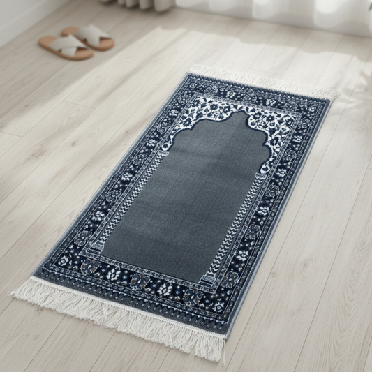 Sajalo Grey Jasmine Design Jainamaz 2.3x4ft(66 X 120 cm)
