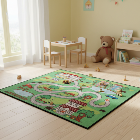 Sajalo City Map Kids Rug 100 x 135 cm (3 x 4.5 feet)