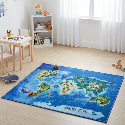 Sajalo Ocean Map Kids Rug 100x135cm (3 x 4.5 feet)