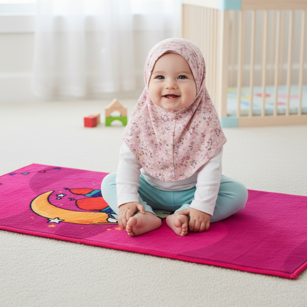 Sajalo New Arrival Prayer Mat for Kids in Berry color  with Back blue felt in   50x85cm (19.6x33.4 inches)