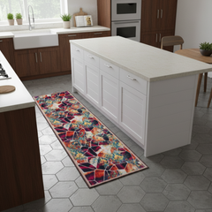 Classic Floral Red ECO Runner Black Felt 60x180cm(2x6 feet)(24x72 inches)