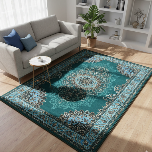Sajalo  ECO Centre Piece in Turkish Design with back black felt 150x225 (5x7.5 feet)