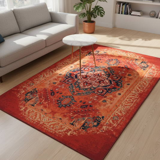 Sajalo Egyptian ECO Centre Piece in Crimson color with back black felt 150x225 (5x7.5 feet)