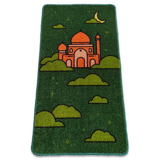 Sajalo New Arrival Kids Prayer Mat in hunter green color with back blue felt in 52 X 92 cm ( 20 X 36 inches )