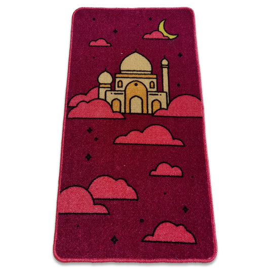 Sajalo New Arrival Kids Prayer mat  in Berry color with back blue felt in 52 X 92 cm ( 20 X 36 inches )