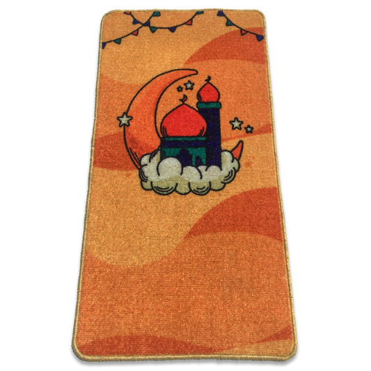 Sajalo New  Arrival Prayer Mat for kids in Marmalade color with back blue colored felt in 52 X 92 cm ( 20 X 36 inches )