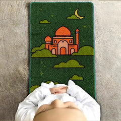 Sajalo New Arrival Kids Prayer Mat in hunter green color with back blue felt in 52 X 92 cm ( 20 X 36 inches )