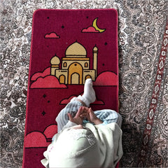 Sajalo New Arrival Kids Prayer mat  in Berry color with back blue felt in 52 X 92 cm ( 20 X 36 inches )