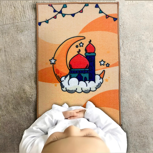Sajalo New  Arrival Prayer Mat for kids in Marmalade color with back black felt  with non woven quality  in 52 X 92 cm ( 20 X 36 inches )