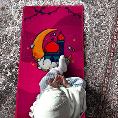 Sajalo New Arrival Prayer Mat for kids in Pink Color with back black felt with non woven quality in 52 X 92 cm ( 20 X 36 inches )