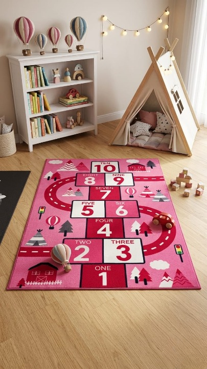 Sajalo Pink Track Kids Rug 100x135cm