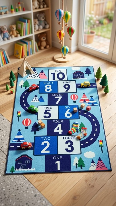 Sajalo Blue Track Kids Rug 100x135cm