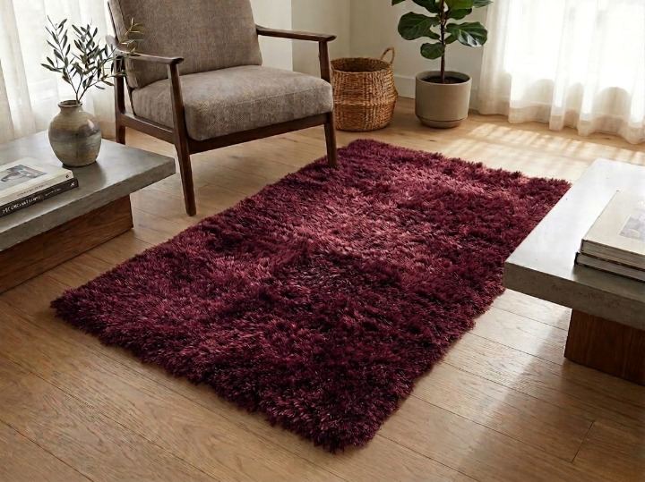 Silky Shaggy Rug Red