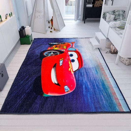 Sajalo Blue Smiling Car Kids Rug
