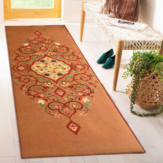 Sajalo Beige Flower ECO Runner 2x6ft ( 24 X 72 inches )