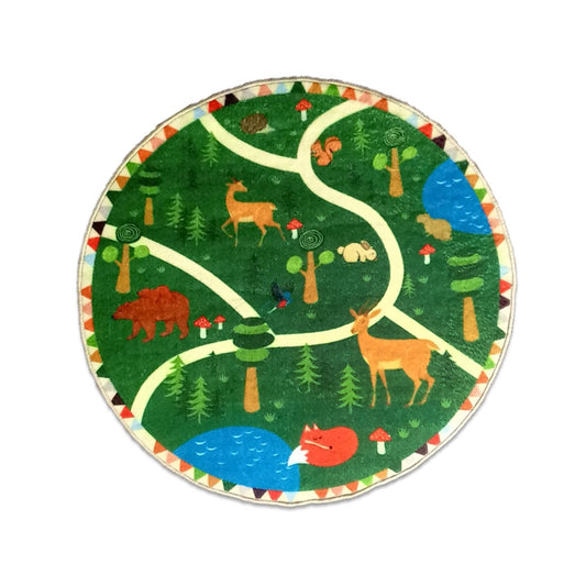 Sajalo Jungle Theme Round Rug 90x90cm