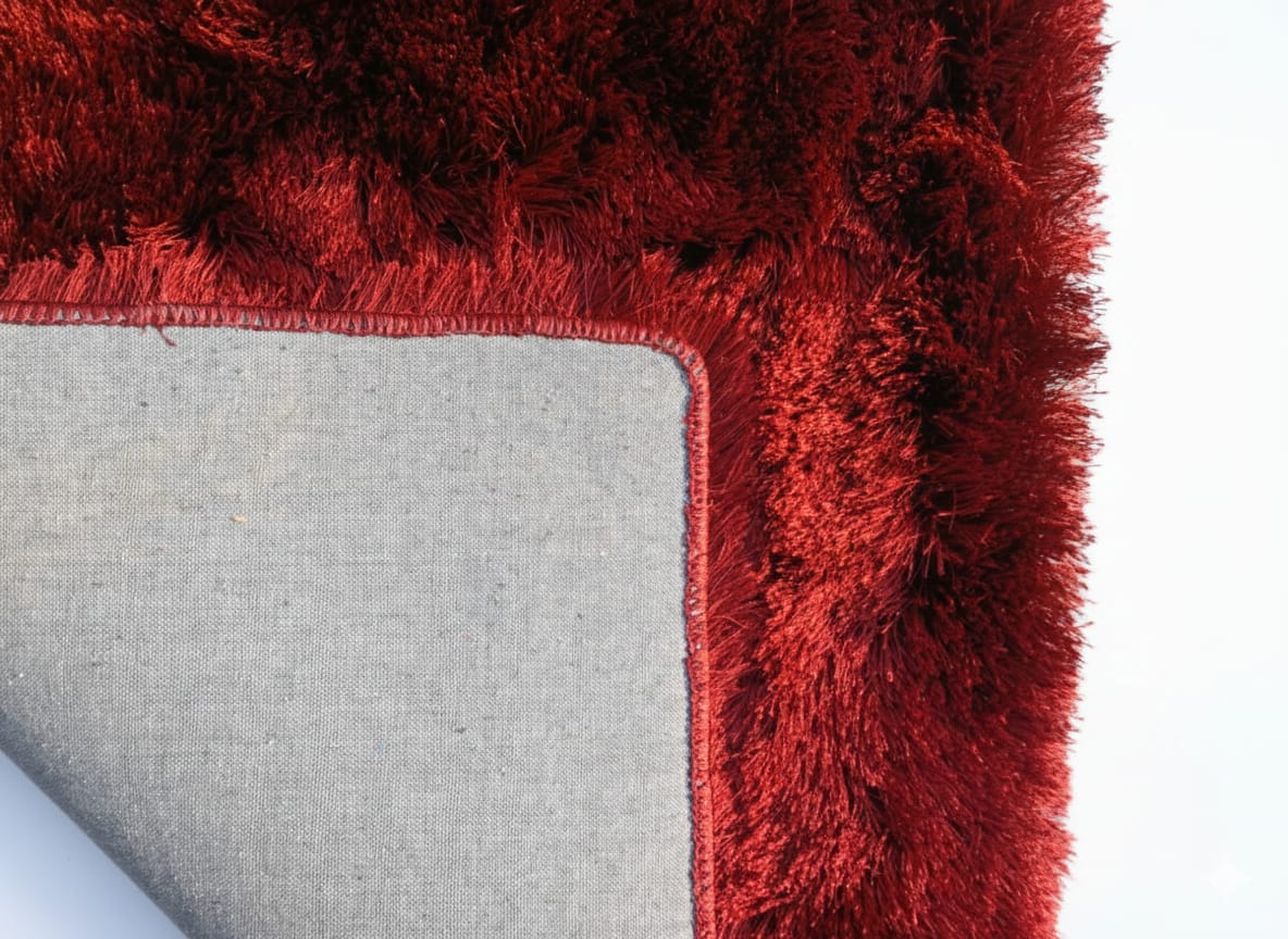 Silky Shaggy Rug Red
