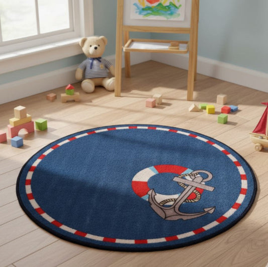 Sajalo Anchor Round Rug 90 x 90 cm (3 x 3 feet)