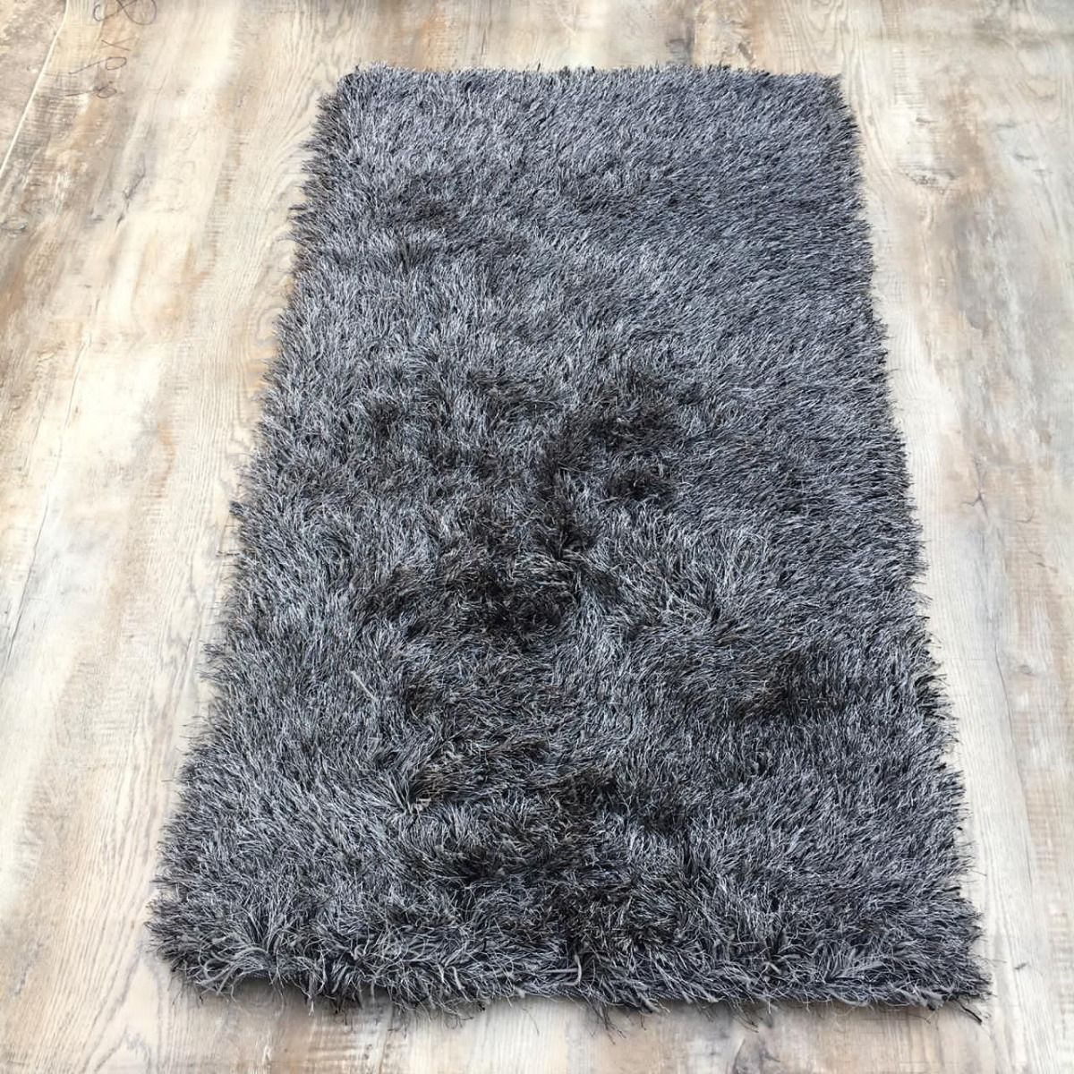 Grey Black C-Shaggy Rug 2.5x5ft