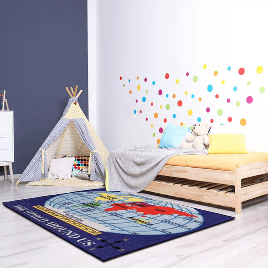 Sajalo The World  Map Kids Rug